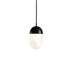 Woud ‘Dot’ hanging light, black/opal, height 8.27 in, E12, glass