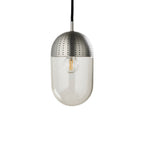Woud ‘Dot’ hanging light, silver/smoke grey, height 8.27 in, E12, glass