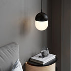 Woud ‘Dot’ hanging light, black/opal, height 6.54 in, E12, glass