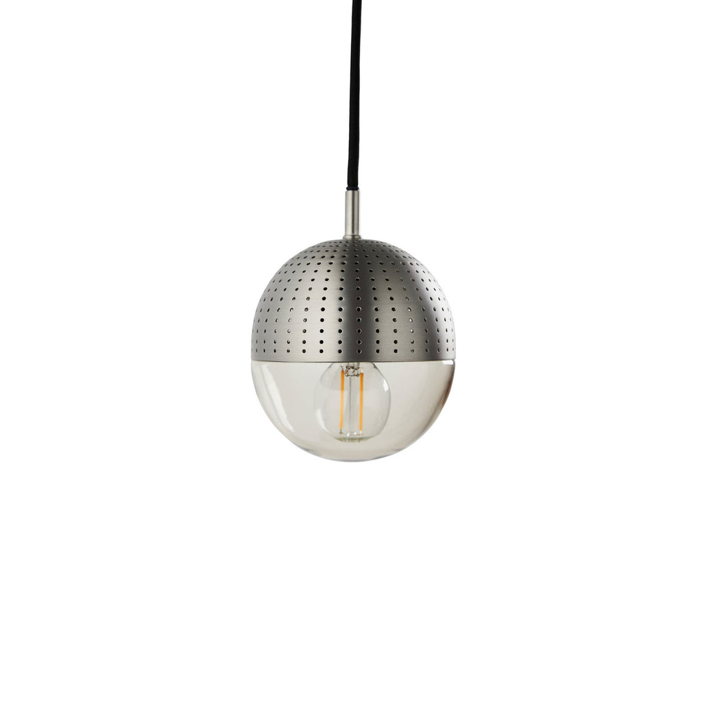 Woud Dot hanging light, silver/smoke grey, height 5.12 in, E12, glass