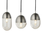 Woud Dot hanging light, silver/smoke grey, height 5.12 in, E12, glass
