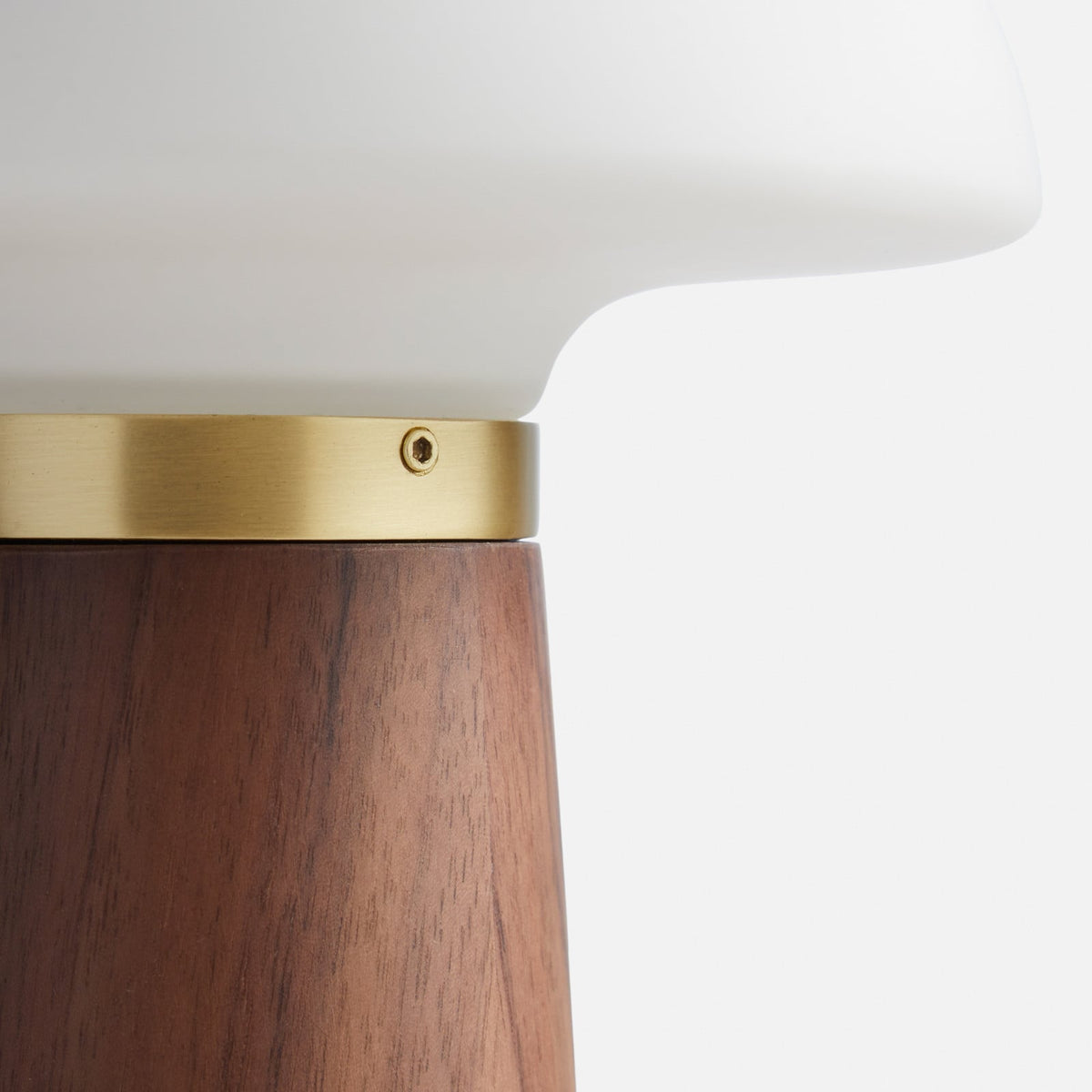 Woud Nova table lamp, walnut/opal, height 10.8 in, wood, E12