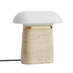 Woud Nova table lamp, cream/opal, height 10.8 in, travertine, E12