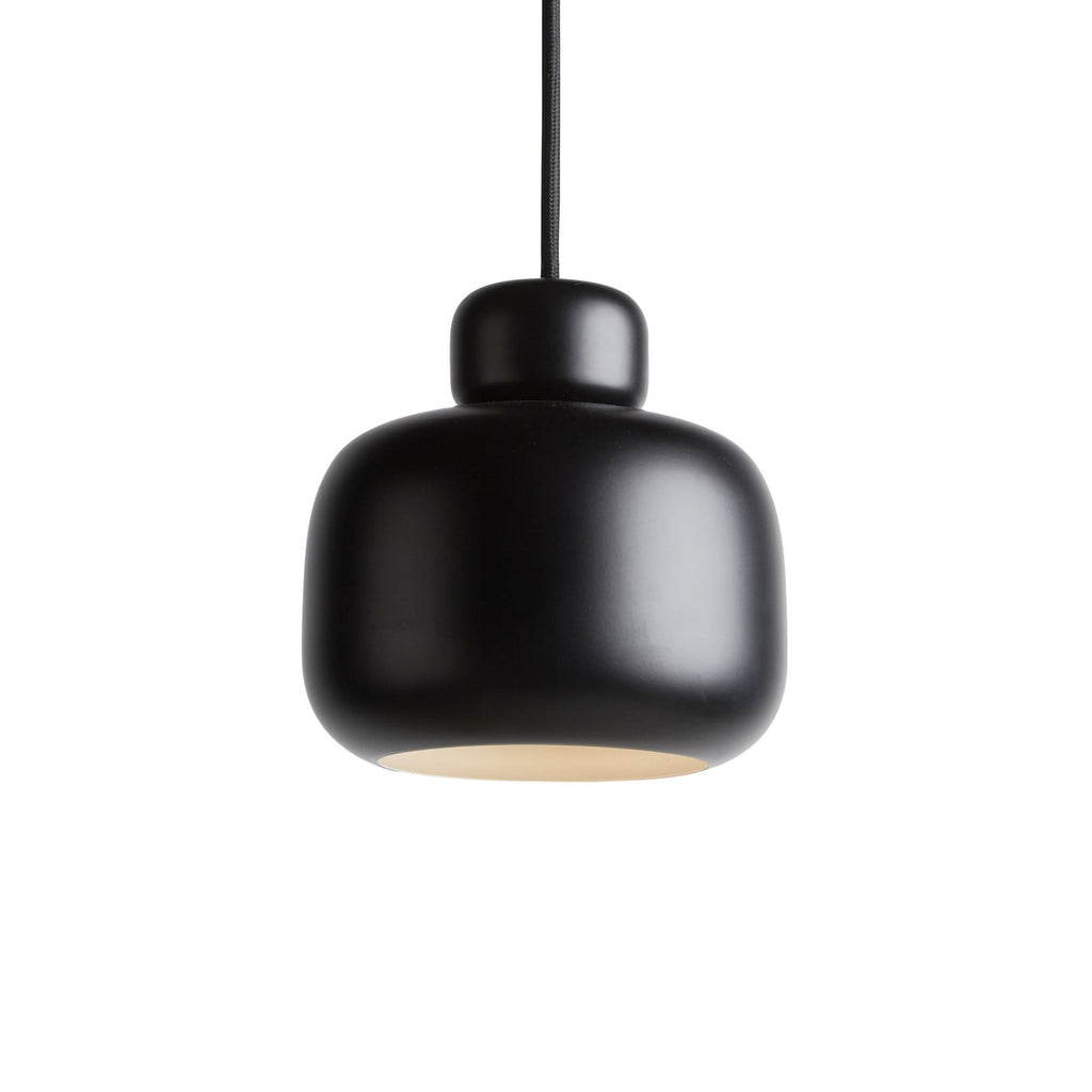 Woud Stone hanging light, black, Ø 6.3 in, E12, metal