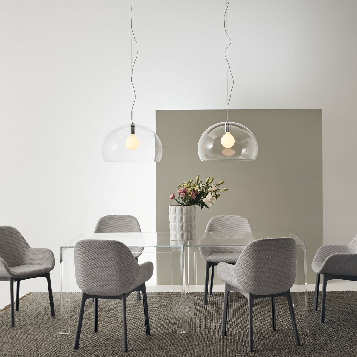 Kartell Fly Medium pendant light, transparent, PMMA, E26