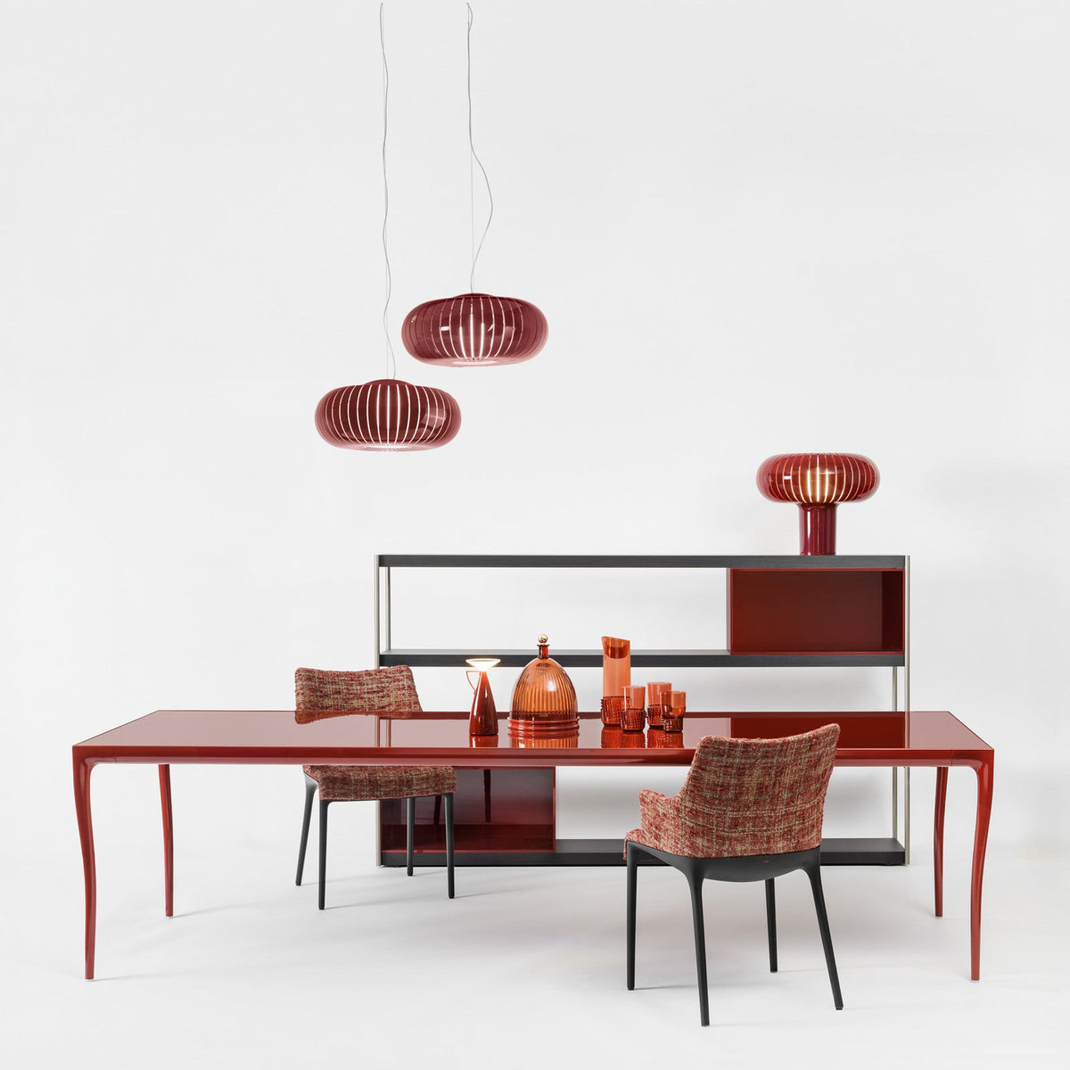 Kartell Teresa table lamp, burgundy, Ø 50 cm, PMMA, E26