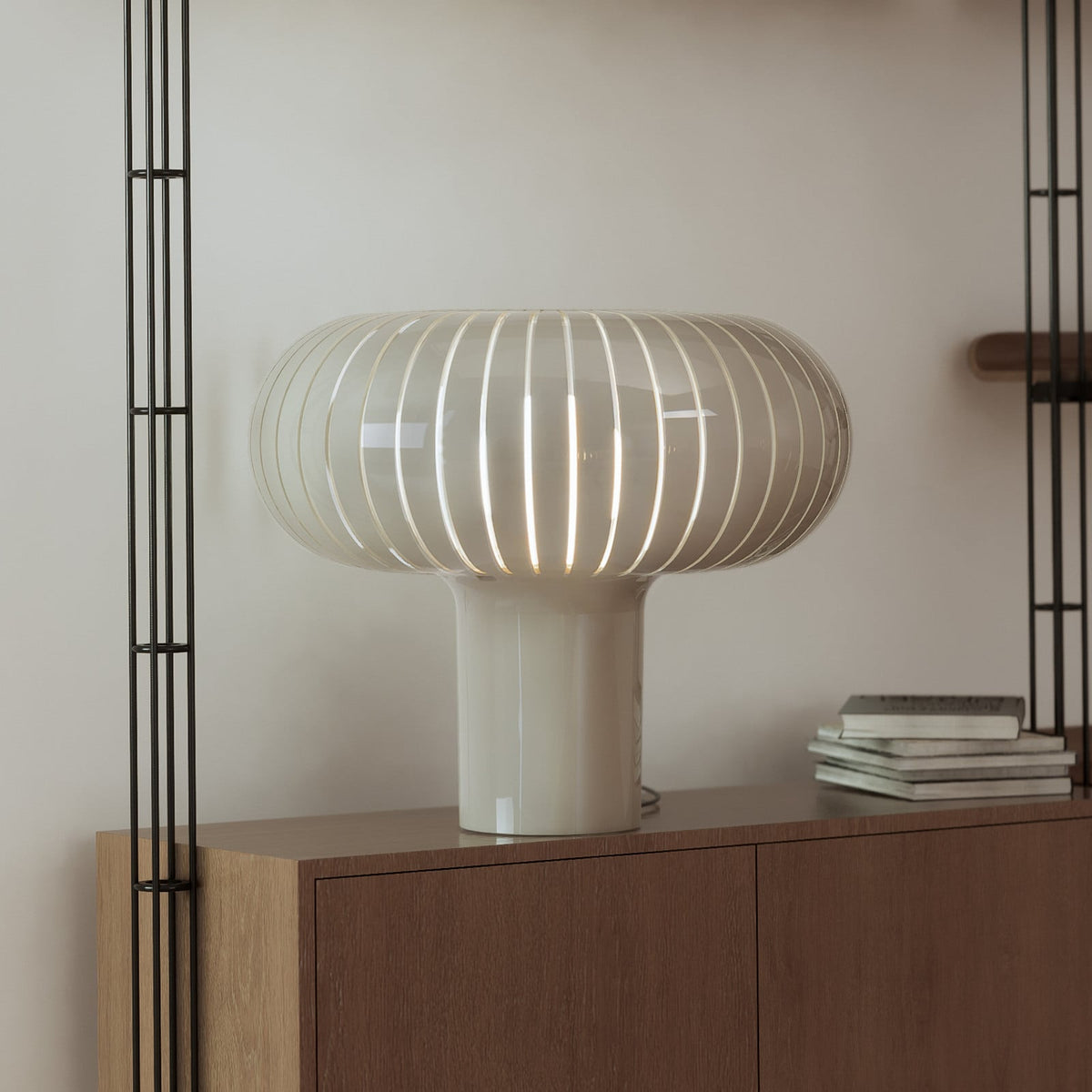 Kartell Teresa table lamp, dove grey, Ø 50 cm, PMMA, E2