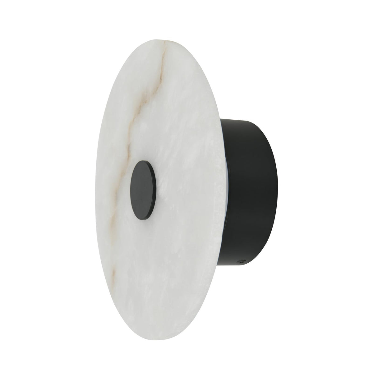 OSTEN LED wall lamp, white/black, Ø 9.84 in, stone/iron CCT