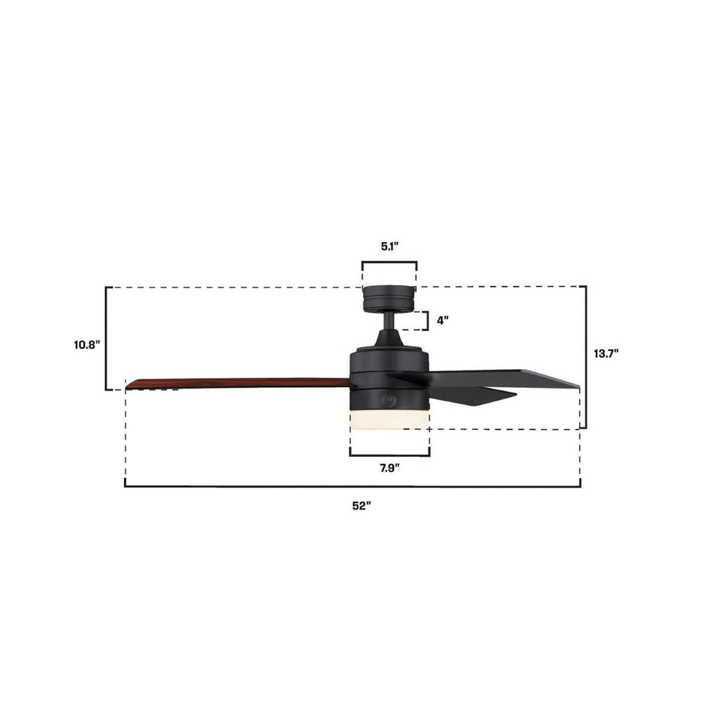 Alta Vista LED ceiling fan, black, 52, with remote control