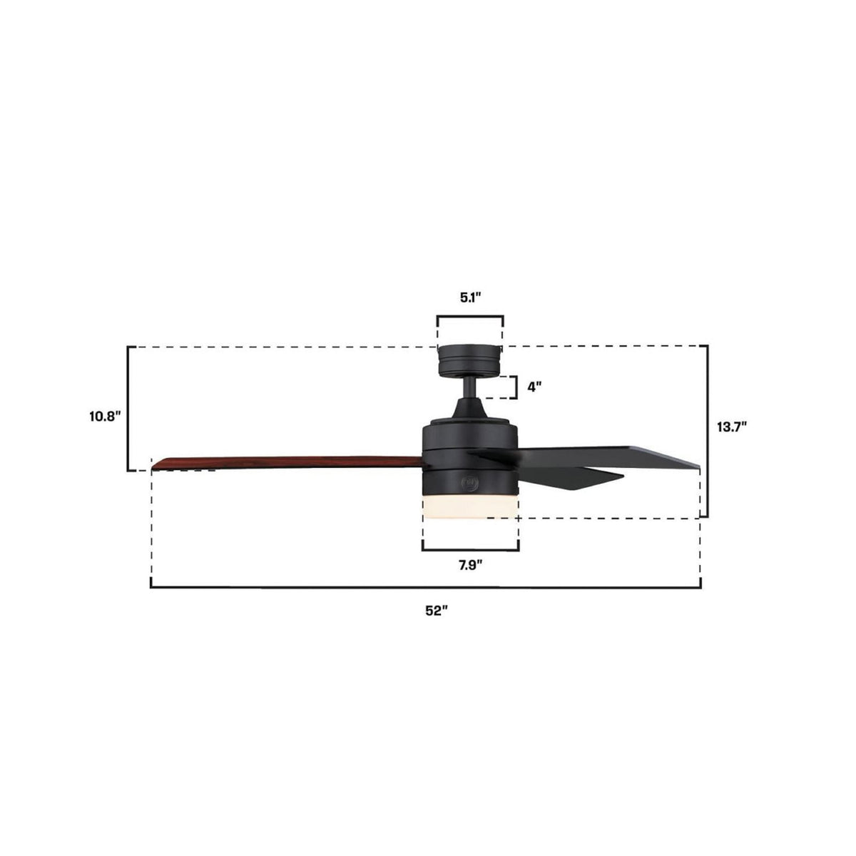 Alta Vista LED ceiling fan, black, 52, with remote control
