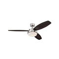 Alloy ceiling fan with light, wood/chrome, 52 in, E26 LED