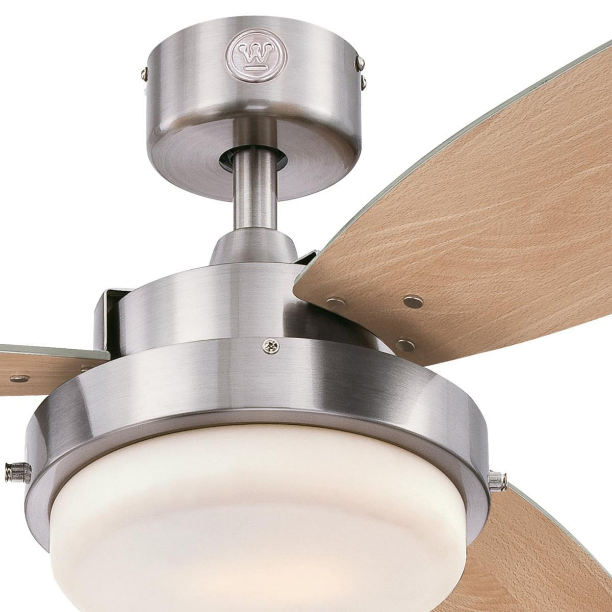 Alloy ceiling fan with light, wood/chrome, 52 in, E26 LED
