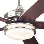 Castle ceiling fan with light, wood/chrome, 52 in E26 LED