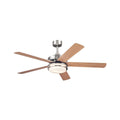 Castle ceiling fan with light, wood/chrome, 52 in E26 LED