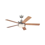 Castle ceiling fan with light, wood/chrome, 52 in E26 LED