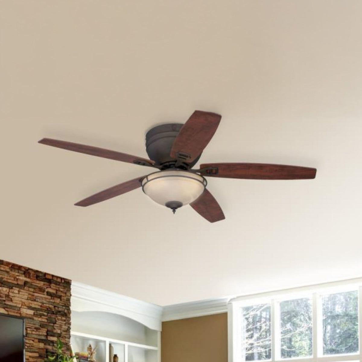 Carolina ceiling fan with light, wood/bronze, 52in, E26 LED