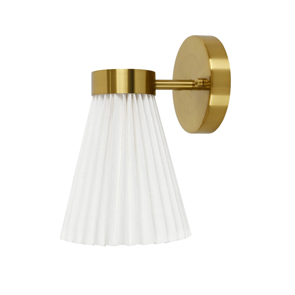 AMORE wall light, white/brass, height 9.64 in, fabric/metal