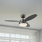 Alloy ceiling fan with light