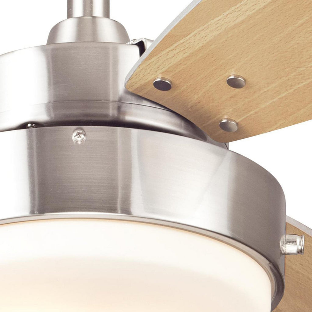 Alloy ceiling fan with light, wood/nickel, 42 in E26 LED