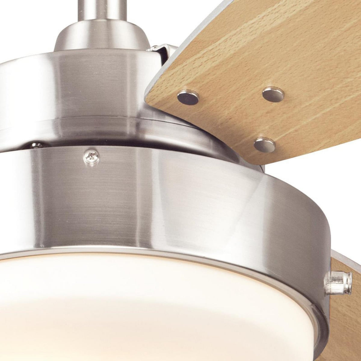 Alloy ceiling fan with light, wood/nickel, 42 in E26 LED