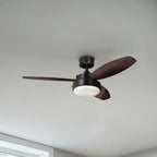 Alloy ceiling fan with light, wood/bronze, 42 in E26-LED