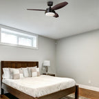 Alloy ceiling fan with light, wood/bronze, 42 in E26-LED