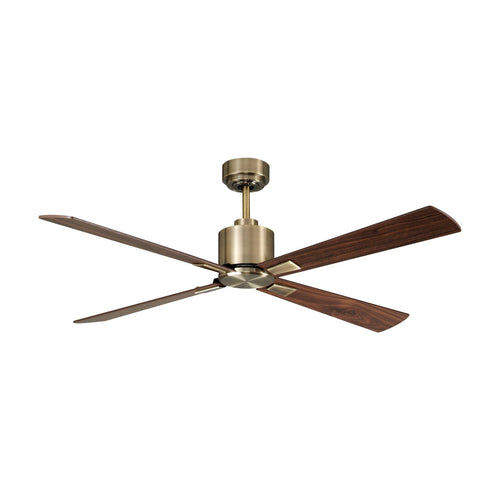 Climate ceiling fan, brass/wood, Ø 51.96 in DC, quiet
