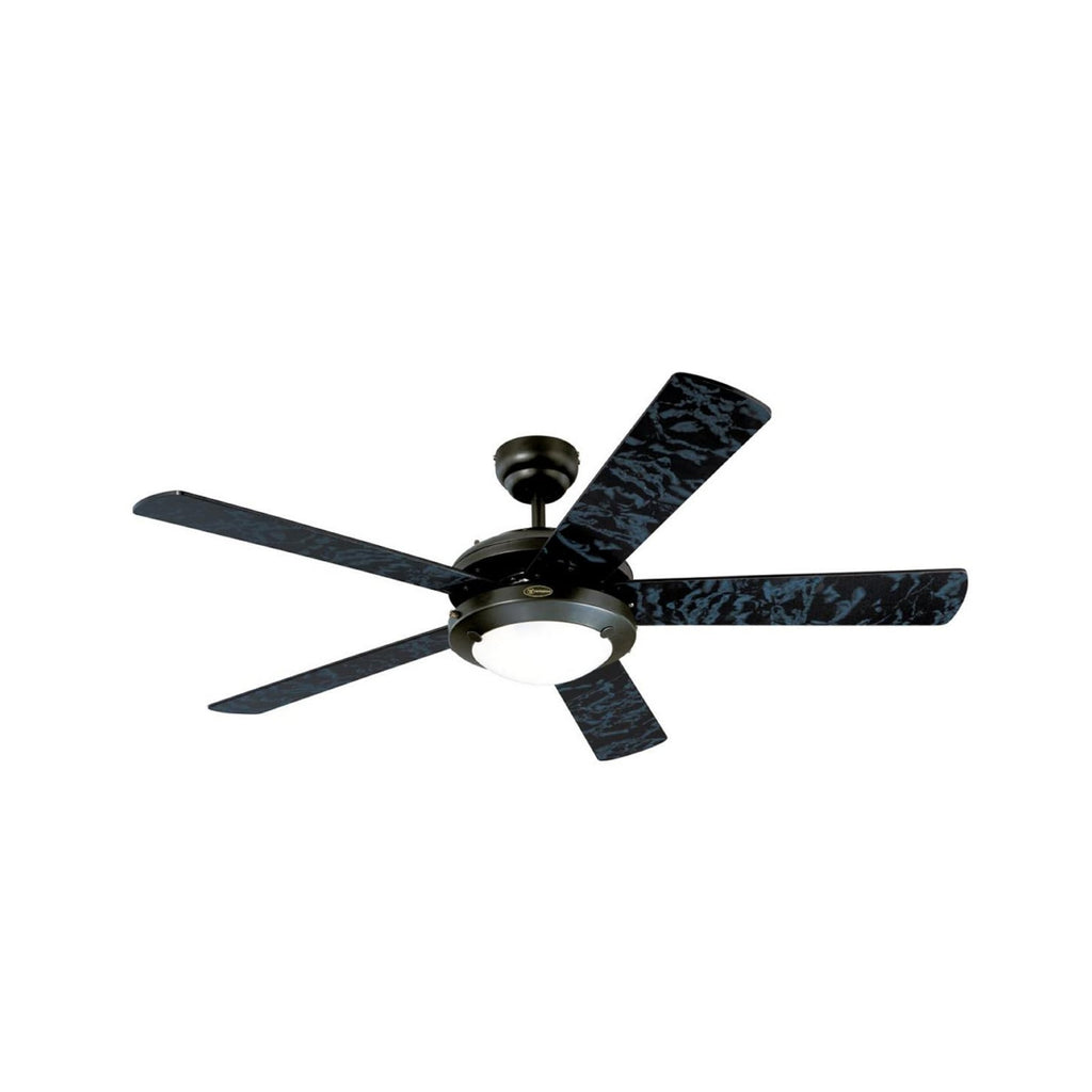 Comet LED ceiling fan, black/marbled, 52 in