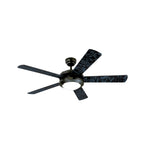 Comet LED ceiling fan, black/marbled, 52 in