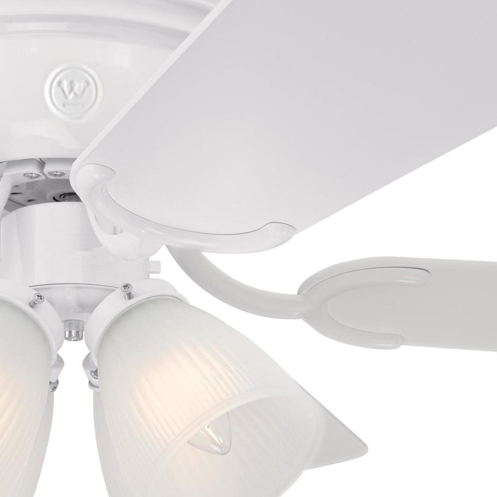 Contempra ceiling fan with light, wood/white, 52 in E12-LED