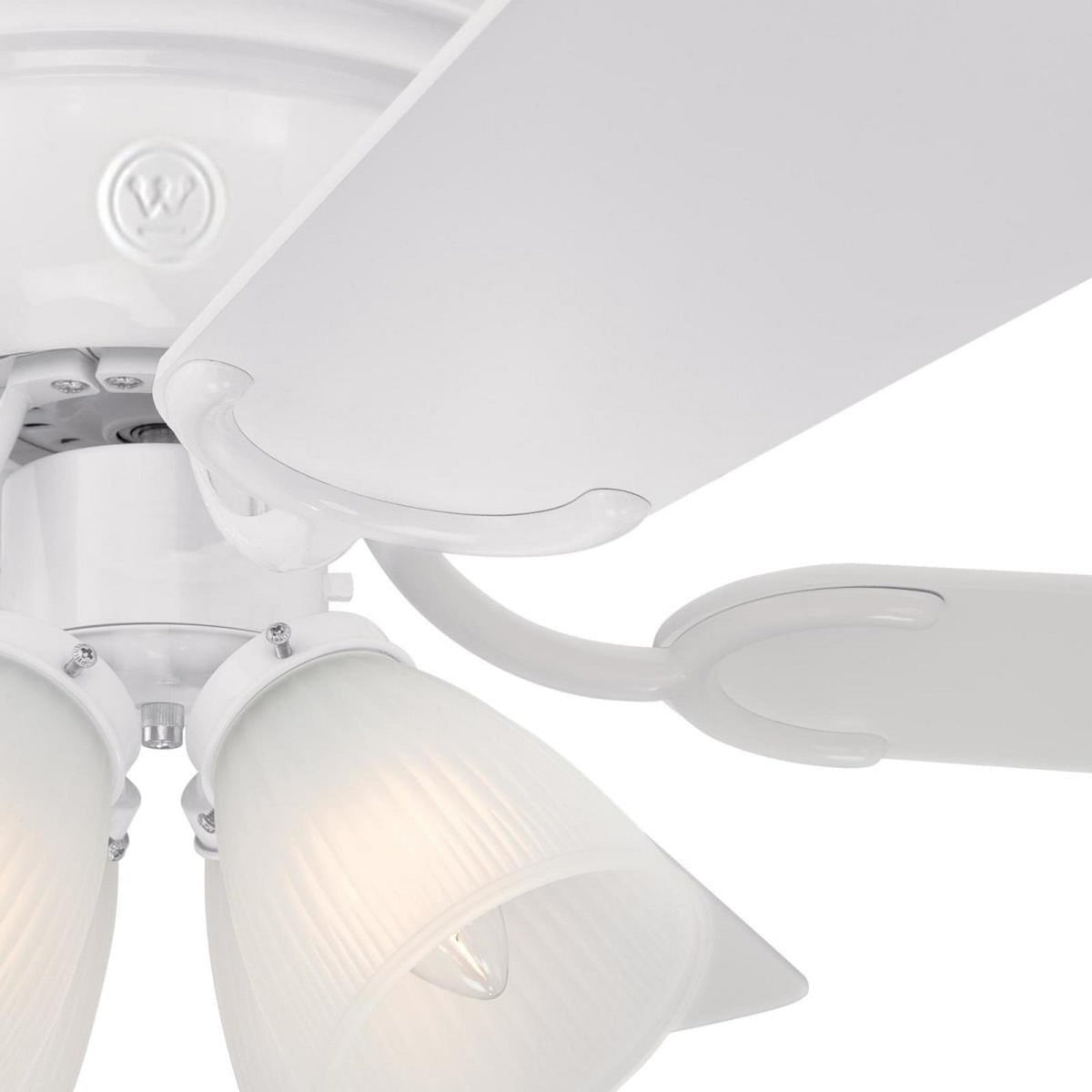 Contempra ceiling fan with light, wood/white, 52 in E12-LED