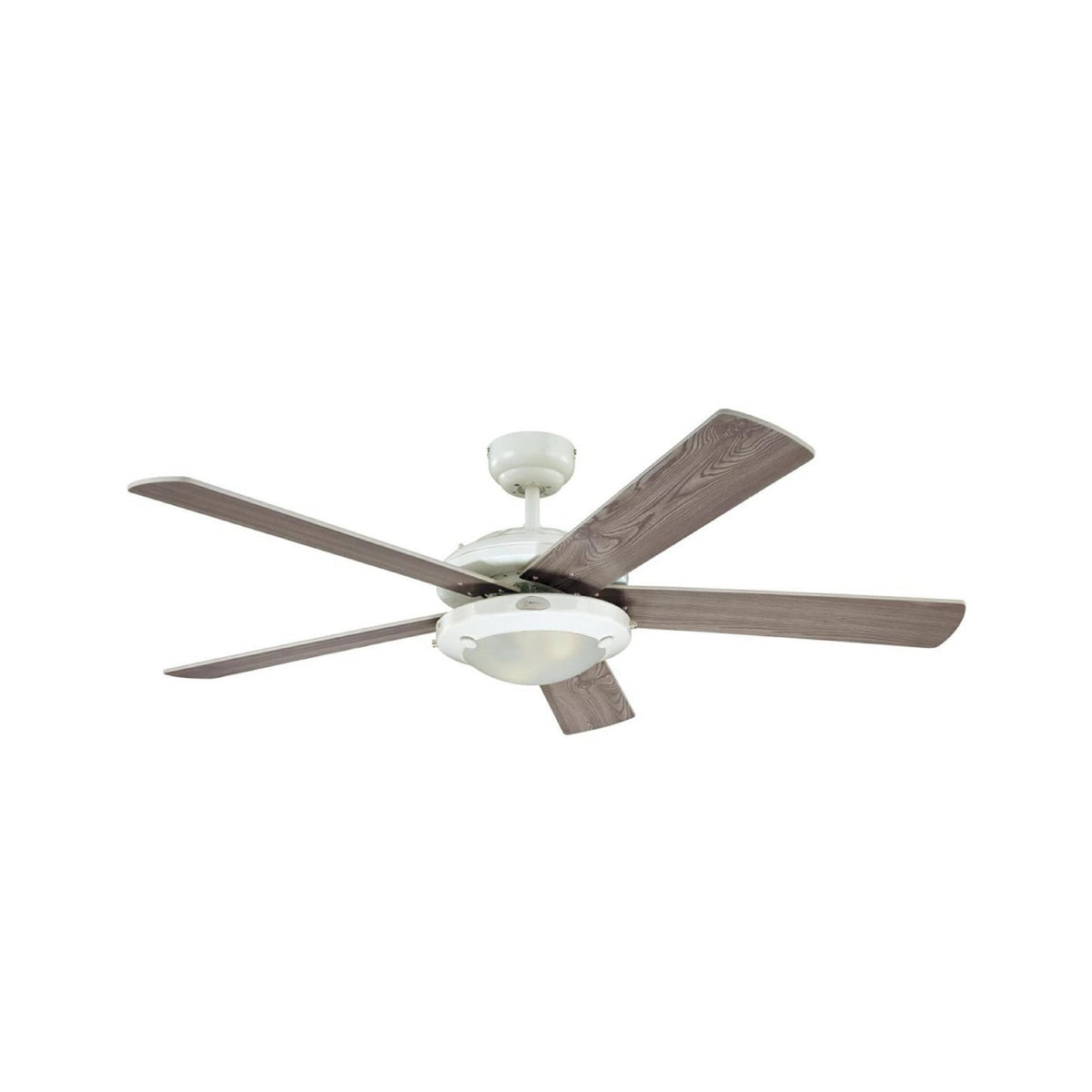Comet LED ceiling fan, white/wood, 52 in