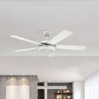 Comet LED ceiling fan, white/wood, 52 in