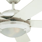 Comet LED ceiling fan, white/wood, 52 in