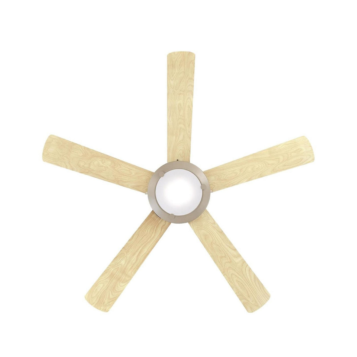Comet LED ceiling fan, wood/white/pewter, 52 in
