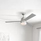 Brinley ceiling fan with light, grey/nickel, 52 in E26-LED