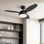 Alloy ceiling fan with light, grey/black, 42 in, E26 LED