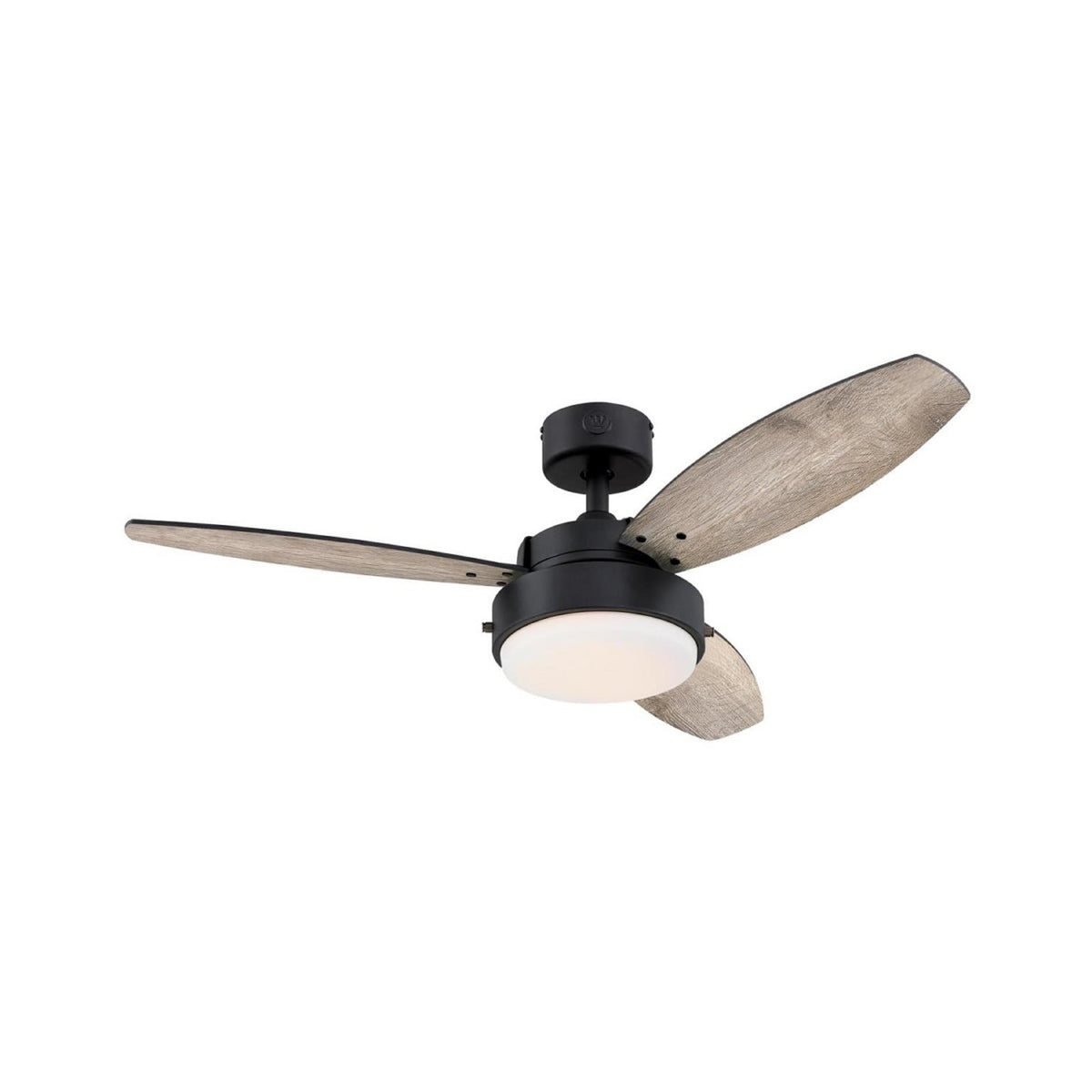 Alloy ceiling fan with light, grey/black, 42 in, E26 LED