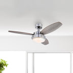 Alloy ceiling fan with light, grey/nickel, 42 in E26 LED