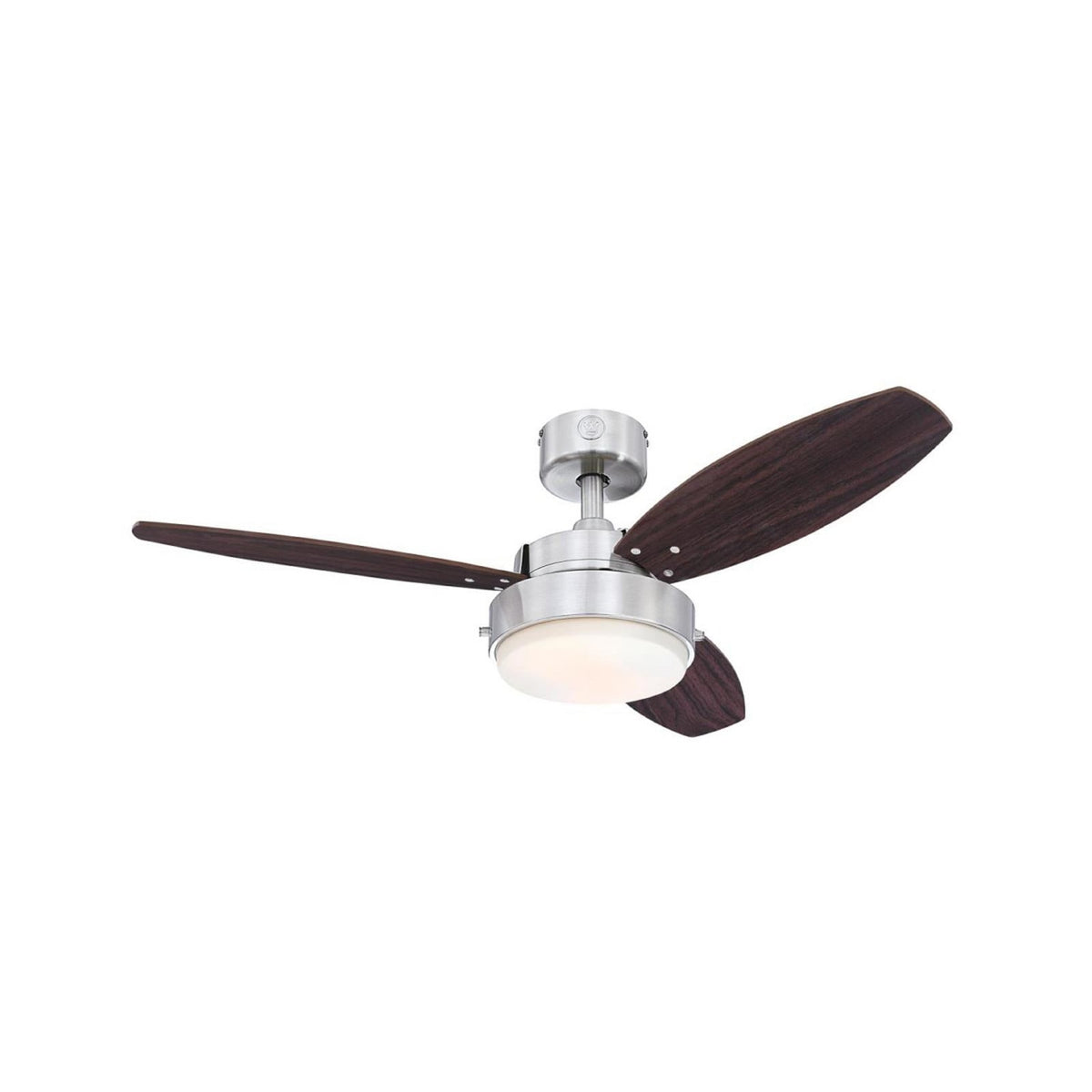 Alloy ceiling fan with light, grey/nickel, 42 in E26 LED