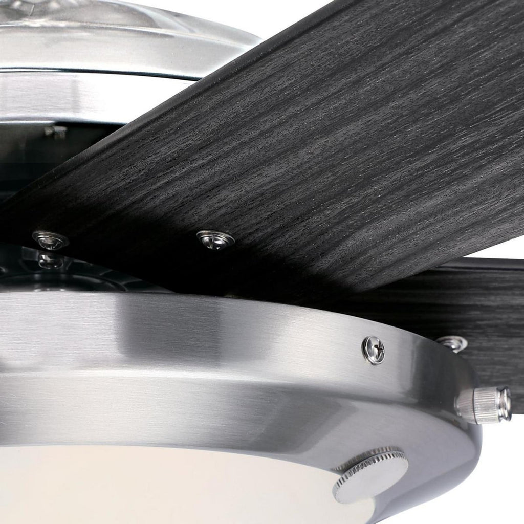 Comet ceiling fan with light, anthracite/wood/nickel, 52 in