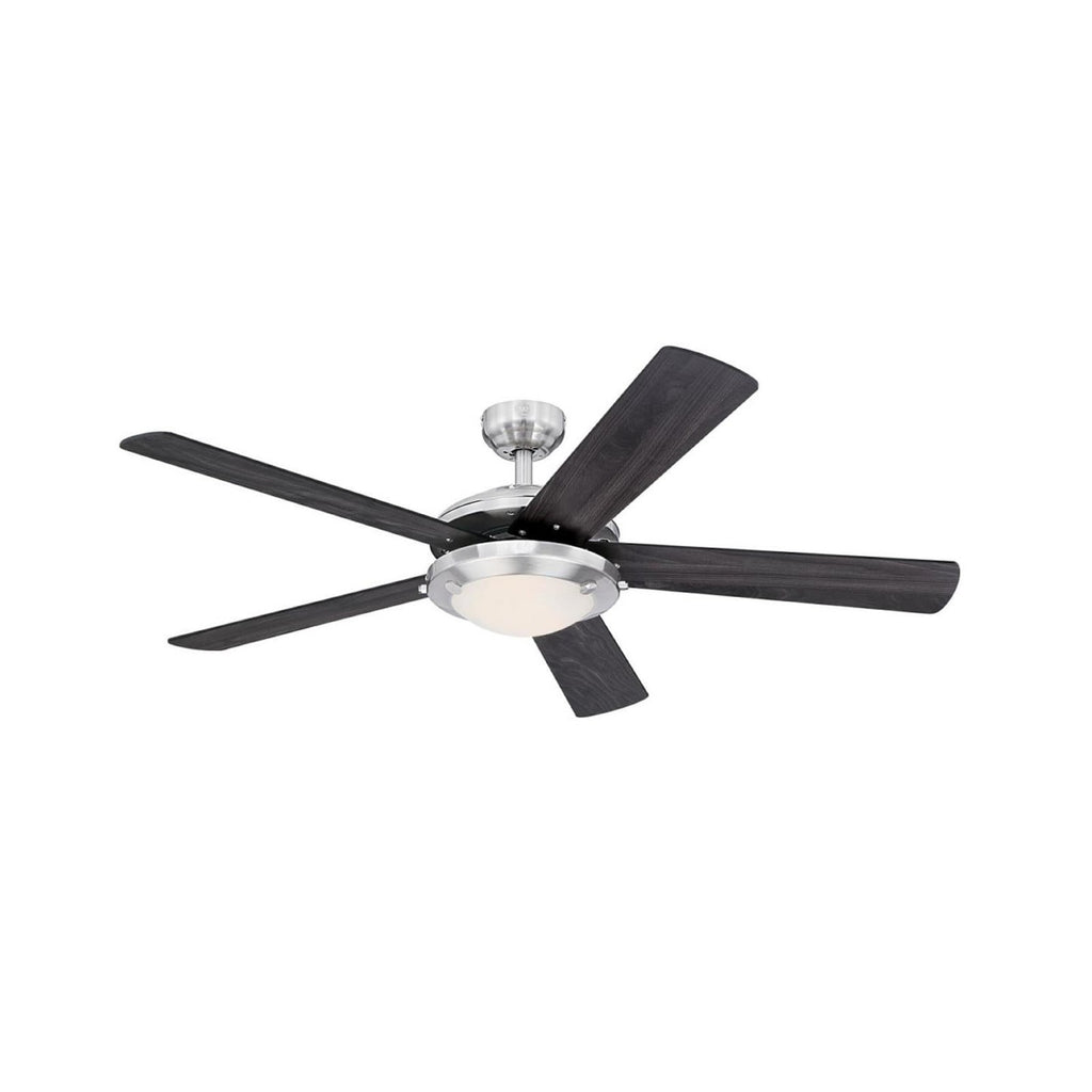 Comet ceiling fan with light, anthracite/wood/nickel, 52 in