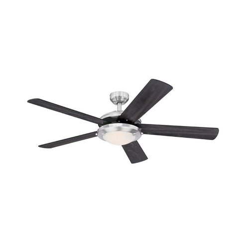 Comet ceiling fan with light, anthracite/wood/nickel, 52 in