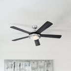 Comet ceiling fan with light, anthracite/wood/nickel, 52 in