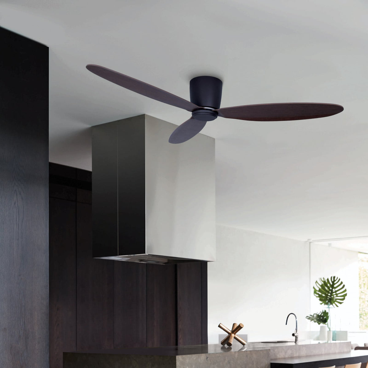 Radar ceiling fan, bronze/koa, Ø 51.96 in, quiet DC motor