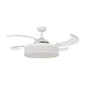 Fraser ceiling fan with light, white/clear, Ø 48.03, quiet