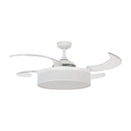 Fraser ceiling fan with light, white/clear, Ø 48.03, quiet