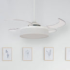 Fraser ceiling fan with light, white/clear, Ø 48.03, quiet