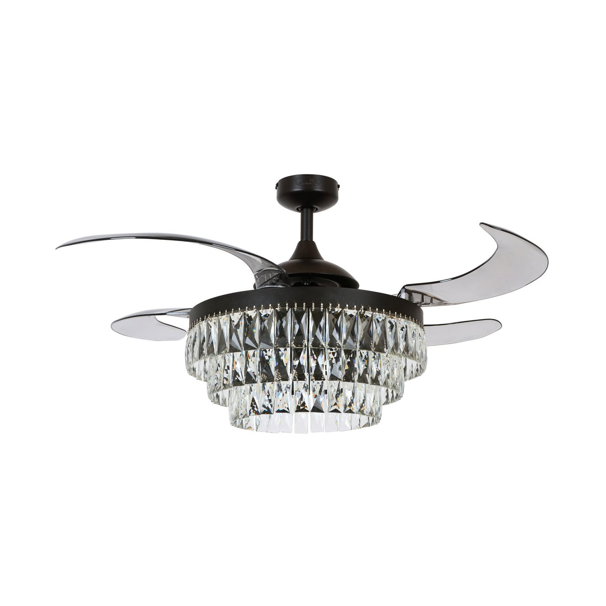 Ceiling fan with light, Veil black, Ø 48.03 in, quiet