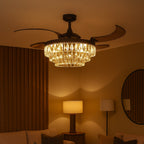 Ceiling fan with light, Veil black, Ø 48.03 in, quiet